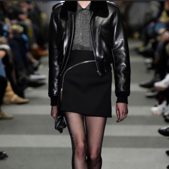 New Alexander Wang Leather Faux Fur Bomber Jacket - Picture 2 of 7